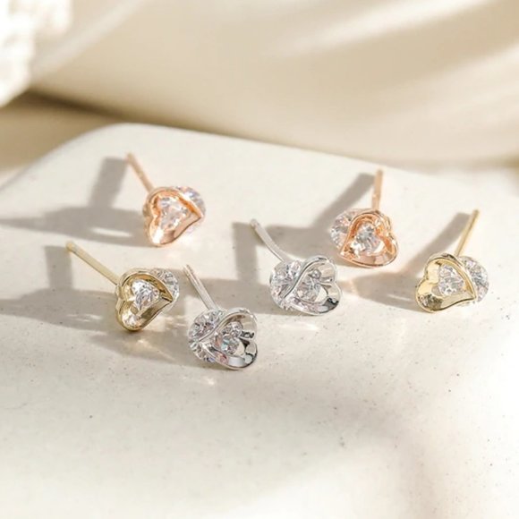 [3 Pairs] 925 Sterling Silver Diamond Earrings K - Picture 2 of 7